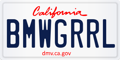 CA license plate BMWGRRL