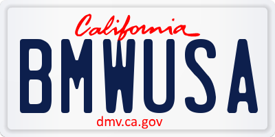 CA license plate BMWUSA