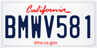 CA license plate BMWV581