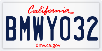 CA license plate BMWY032