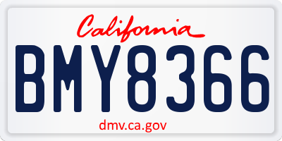 CA license plate BMY8366