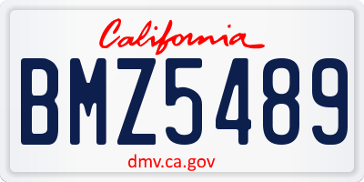 CA license plate BMZ5489