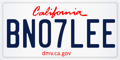 CA license plate BN07LEE