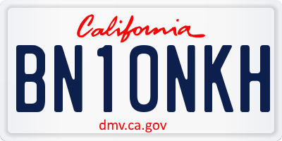 CA license plate BN10NKH