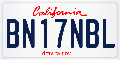 CA license plate BN17NBL