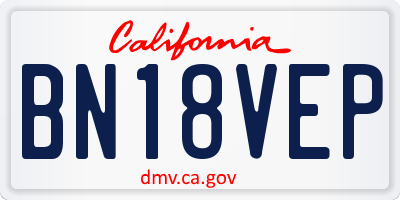 CA license plate BN18VEP