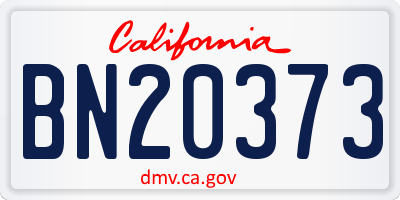 CA license plate BN20373