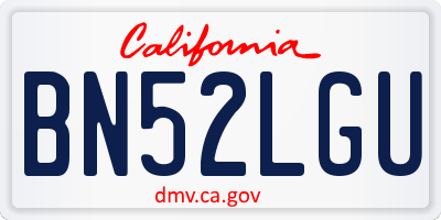 CA license plate BN52LGU