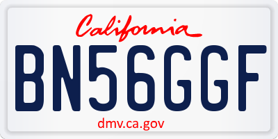 CA license plate BN56GGF