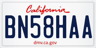 CA license plate BN58HAA