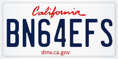 CA license plate BN64EFS