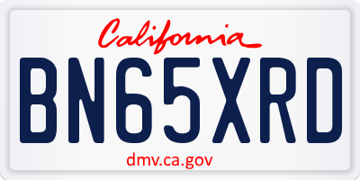 CA license plate BN65XRD