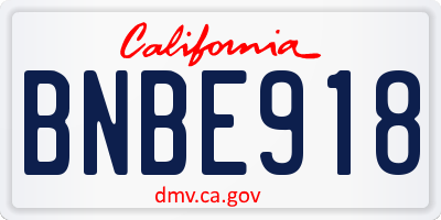 CA license plate BNBE918