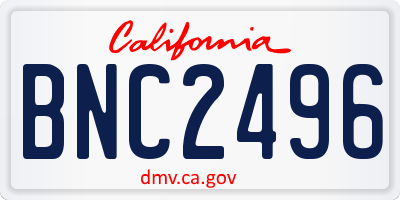 CA license plate BNC2496