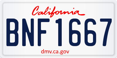 CA license plate BNF1667