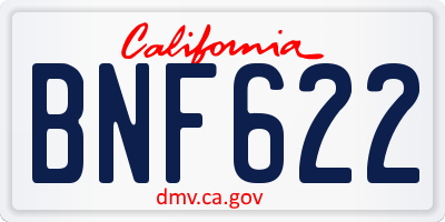 CA license plate BNF622