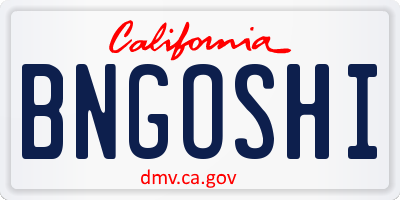 CA license plate BNGOSHI