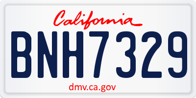 CA license plate BNH7329