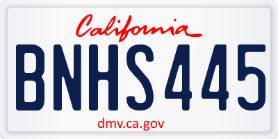 CA license plate BNHS445