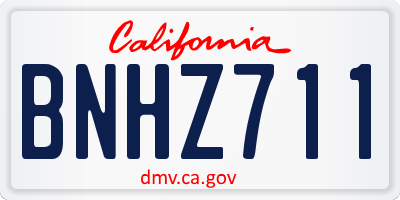 CA license plate BNHZ711