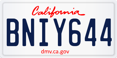 CA license plate BNIY644