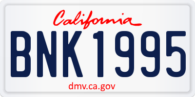 CA license plate BNK1995