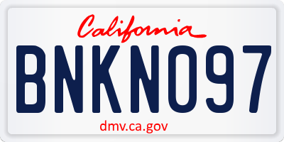 CA license plate BNKN097