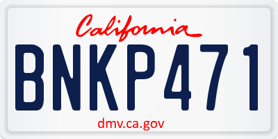 CA license plate BNKP471