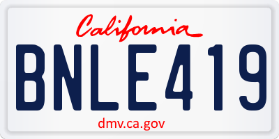 CA license plate BNLE419