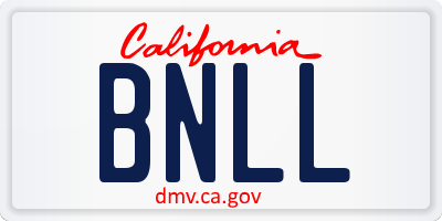 CA license plate BNLL