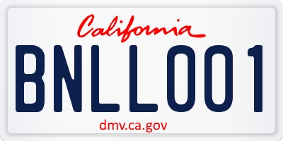 CA license plate BNLL001