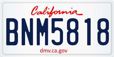 CA license plate BNM5818