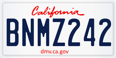 CA license plate BNMZ242