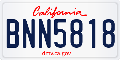 CA license plate BNN5818