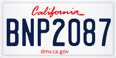 CA license plate BNP2087