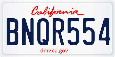 CA license plate BNQR554