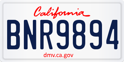 CA license plate BNR9894