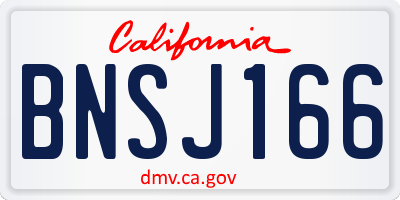 CA license plate BNSJ166