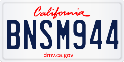 CA license plate BNSM944