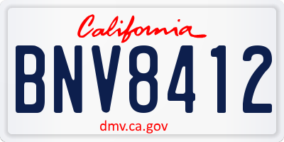 CA license plate BNV8412