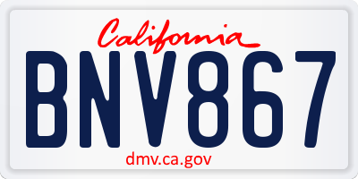 CA license plate BNV867