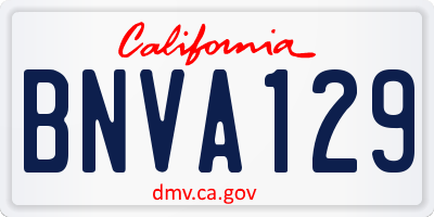 CA license plate BNVA129