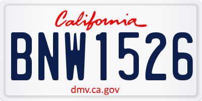 CA license plate BNW1526