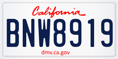 CA license plate BNW8919