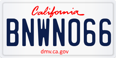 CA license plate BNWN066