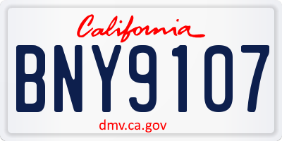 CA license plate BNY9107