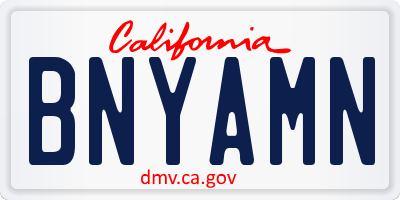 CA license plate BNYAMN