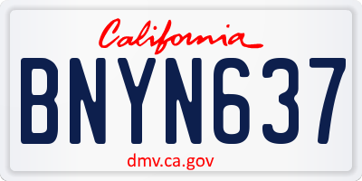 CA license plate BNYN637