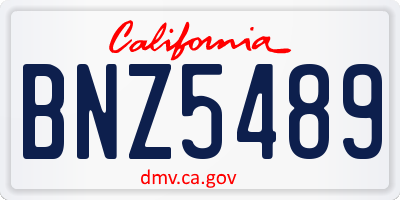 CA license plate BNZ5489