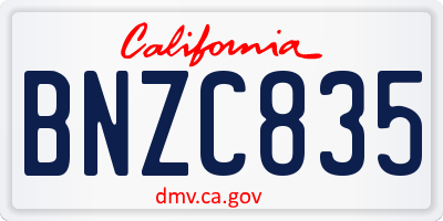 CA license plate BNZC835